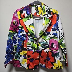 NWT Berek Garden Floral Burst Blazer Suit Jacket Colorful Bright Flowers